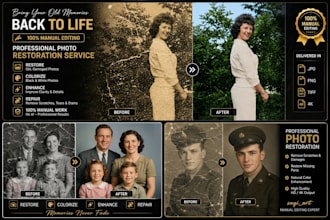 restore old photos ,repair and colorize vintage image in 3h