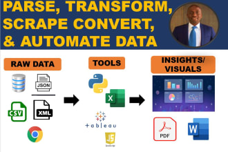 python script to parse, extract, convert data csv, json, html, xml