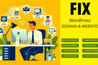 fix php, domain, dns,email,smtp,hosting,cpanel,plesk issues as local sys admin