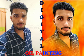 do realistic digital oil painting portrait from your photo