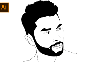 do black and white vector silhouette,stencil face logo and line art illustration