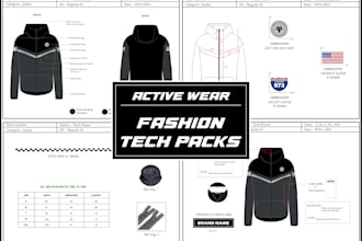 design active wear with detailed tech packs