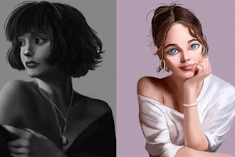 draw semi realistic portrait
