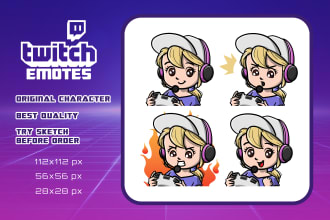 create custom chibi twitch emotes or sub badges or sticker