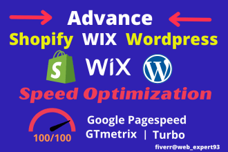speed up shopify wordpress wix html website also on gtmetrix google pagespeed