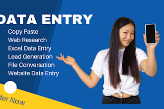 do perfect data entry tasks web research and copy paste work