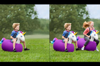 merge, composite, combine two or more images into one photo
