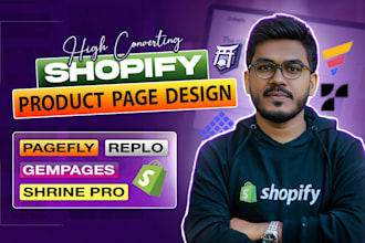 design shopify store, shopify product page by pagefly, gempages, replo, instant