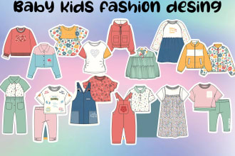 design tech pack baby flat sketch kids fashion illustration
