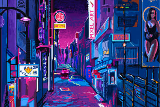 illustrate pixel art nft and animation
