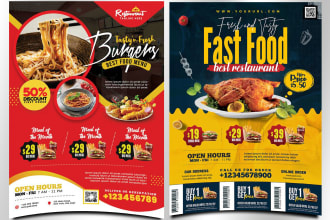 design an exceptional restaurant food menu flyer and brochure