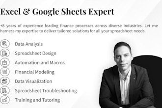 be your excel expert at data analysis, design, and automation of any spreadsheet