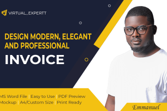 design a modern, elegant and professional ms word invoice