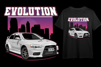 draw car ilustration automotive for tshirt in 24 hours