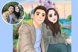 draw cute your portrait in a disney style cartoon illustration