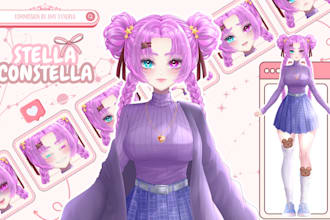 draw a high quality vtuber model for streaming ready to rig