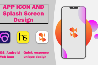 design android, IOS mobile app icon website logo and splash screen