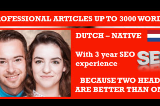 write 30 professional blog posts in dutch SEO optimized