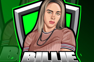 draw your photo into mascot logo, esports, twitch, youtube