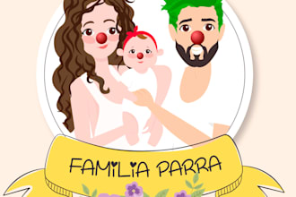 illustrate cute personal, couple or family portrait