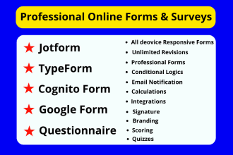 create online forms and surveys jotform, google form, typeform and cognito form