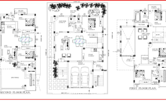 villa design technical plan drawing