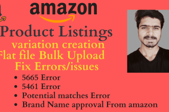 create amazon fba product listings and variations and I will fix errors