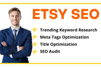do SEO to rank 20 etsy listings on top pages