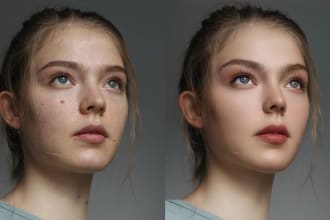 reshape face details nose, remove double chin, skin