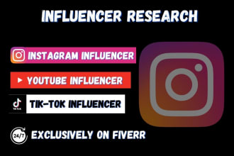 research instagram, tik tok, and youtube influencer
