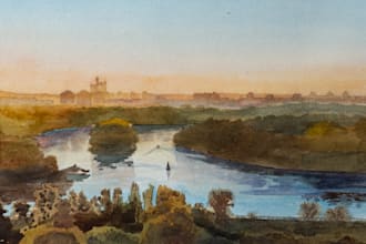 draw watercolor landscape from photo or concept
