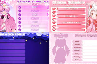 create a vtuber stream schedule for twitch streams