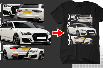 draw a vector tracing car for t shirt design