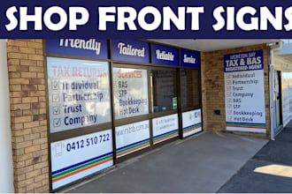stunning shop front design, signage, window graphics, vinyl sticker, storefront