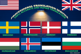 swedish, norwegian, danish, finnish, icelandic, estonian, bulgarian translation