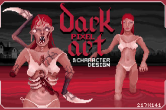 draw dark pixel art and character design