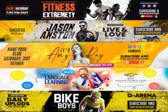 design youtube banner art, facebook cover, twitter header