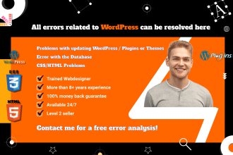 fix wordpress website issues, errors or problems, bug