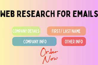 do web research for emails, contacts info and leads for your company