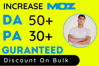 increase moz da  domain authority da 50 plus granted ranking
