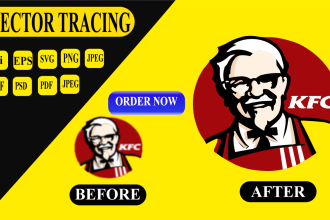 vector trace, redraw modify, redo,bitmap,logo designing quickly