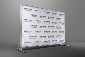 design step and repeat  backdrop banner press wall billboard in 6 hrs