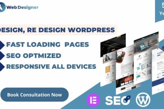 urgently design,redesign wordpress landing page with elementor pro,in one hour