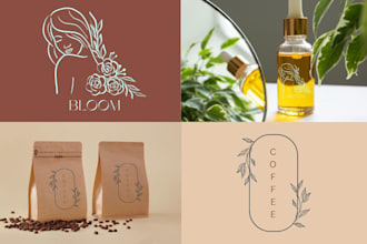design minimalist, hand drawn and botanical boho logo,