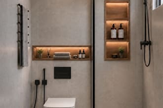 design and render your washroom, toilet interior