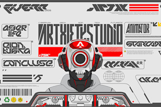 create custom futuristic cyberpunk, mech, y2k logo design