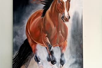do handmade horse oil paintings on canvas with shipping