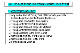 do a fast typing job, retype scanned pages, pdf to word, pro typist