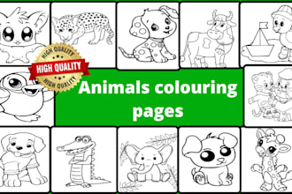 create animal colouring book pages for kdp and etsy
