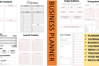 design word template, planner, menu card, price list, journal